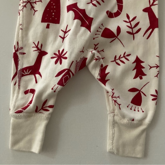 Hanna Andersson 50 Newborn 3 Months Holiday Christmas Pajamas Zip Deer Organic - Picture 2 of 8